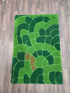 KNOTS RUG Modern Abstract Green Wool Area Rug Rectangle Plush Tufted Non-Slip Cotton Backing Eco-Friendly Fire Resistant 12mm - Product Image 1