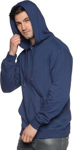 New Style Mens Casual Zip Hoodie 100% Cotton <b>Fleece</b> Eco-Friendly Breathable Long Sleeve Hooded <b>Jacket</b> Comfortable Winter Wear - Product Image 3