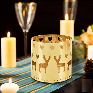 Portavelas Decorativos Navideños con Forma de Reno Dorado Rústico, Soportes para Velas de Té, Decoración para el Hogar, Material de Latón Resistente al Calor - Product Image 6