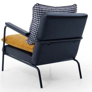 Modern PU Leather Living Room Chair with Metal Legs and Velvet Cushion Solid Back Leisure <b>Armchair</b> for Indoor Use - Product Image 5