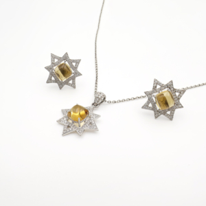 Ensemble pendentif et boucles d'oreilles en argent sterling 925 avec citrine naturelle, plaqué rhodium, bijoux fins OEM ODM - Product Image 5