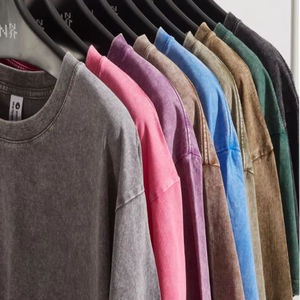 Camiseta de Lujo para Hombre, 100% Algodón, Cuello en V, Lavado Ácido, Talla Grande, Logotipo Personalizado Desgastado, Transpirable, Antiarrugas - Product Image 2