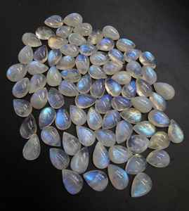 Cabochons en pierre de lune arc-en-ciel de qualité A, en forme de goutte, calibrés, pour la création de bijoux - Product Image 4