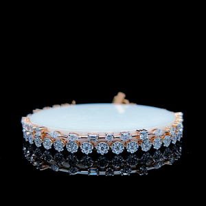 9K Rose Gold Round Cut Lab Grown Diamond Dangling Tennis <b>Bracelet</b> 6.179 Carat Luxury Women's - Product Image 1