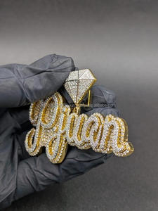 Collar de Hip Hop con Nombre Personalizado de Moissanita y Diamantes, Cadena Bling con Letras Escritas, Regalo de Lujo - Product Image 4