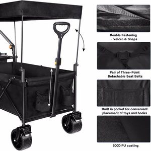 Carrello Pieghevole con Tettuccio Rimovibile, Grandi Ruote per Ogni Terreno, Freno Regolabile per Uso Intensivo e Applicazioni in Spiaggia - Product Image 6