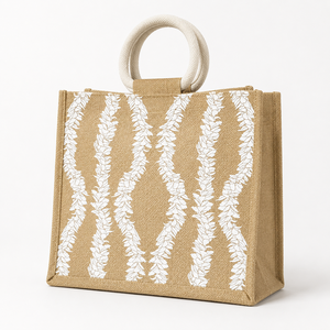 Bolsa de Playa de Yute Natural Laminada con Impresión Personalizada, 40x32x15.5cm, Asa Acolchada, Bolsa de Compras Reutilizable, Proveedor Mayorista OEM ODM - Product Image 5