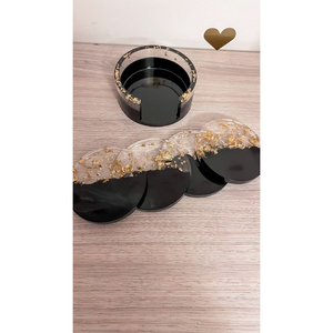 Wholesale Luxury Emerald Green <b>Epoxy</b> <b>Resin</b> Coasters With Gold Flakes Agate Style Heat Resistant Geode Cup Mats For Home Hotel - Product Image 2