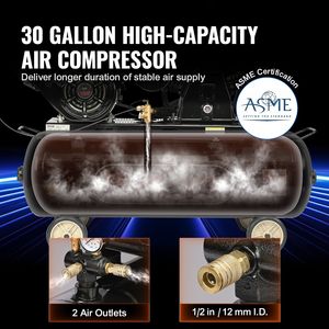 Serbatoio compressore d'aria orizzontale da 30 galloni a Gas da 15HP 33CFM @ 115PSI pompa a pistone 115PSI pressione massima per i cantieri - Product Image 3