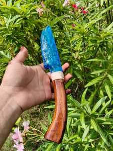 Cuchillo de Obsidiana con Punta de Flecha de Cristal Azul Agua, Mango de Madera Tallado, Personalizado, Hecho a Mano, Arte Coleccionable, Decoración de Cristal - Product Image 4