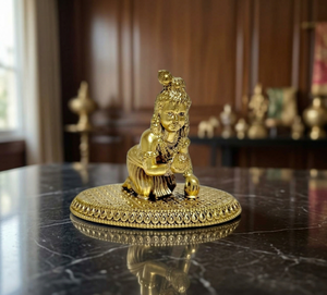 พระพุทธรูปลาดูโกปาลชุบทองเหลืองแท้จากเจียปุร์เมทัลส์ |   งานฝีมือโลหะ |   งานตกแต่งสไตล์โบราณ |   ทองเหลืองแท้ 100% |   7.5x5x5.5 ซม. |   115 กรัม |   หน้าแรก - Product Image 1