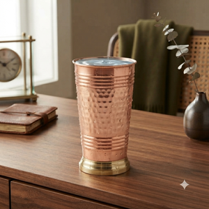 Hammered Copper Water <b>Glass</b> <b>Set</b> Pure Copper Drinking <b>Tumblers</b> Handmade Ayurvedic Cups Kitchen Dining Wholesale Supplier Exporter - Product Image 3