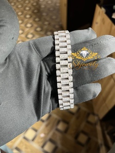 Skjewely Montre de luxe pour femme avec diamants, cadran bleu, bracelet en acier inoxydable, affichage jour et date, montre-bracelet à quartz analogique, 41 mm, moissanite - Product Image 5