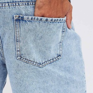 Nouveaux shorts en jean respirants pour hommes, bleu clair, taille haute, style décontracté, délavé, avec braguette boutonnée en coton - Product Image 5