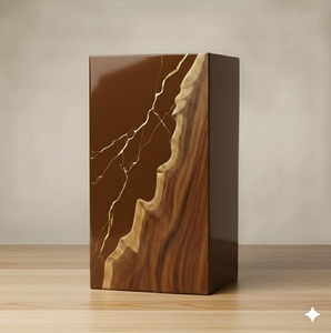 Luxury Brown & Gold Resin Cremation Urn Modern Wood <b>Memorial</b> <b>Keepsake</b> Luxury Handcrafted Rosewood Urn <b>Box</b> Handcrafted Rosewood - Product Image 5
