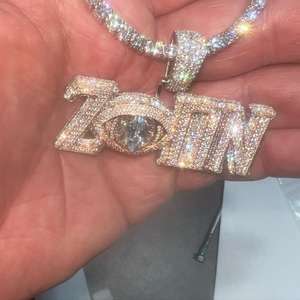 Colgante de letra del alfabeto hecho a medida con diamantes de moissanita, completamente cubierto de diamantes, colgante de letra personalizado de plata 925, colgante hip hop para hombre. - Product Image 4