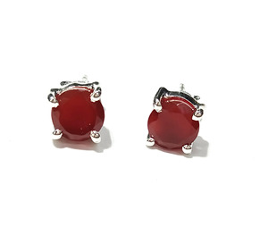 Pendientes de tuerca de ónix rojo natural con engaste de garra chapado en rodio, certificados por terceros, elegantes, de moda, regalo, venta al por mayor - Product Image 2
