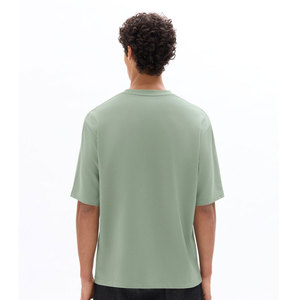Camiseta de Manga Corta para Hombre, Cuello Redondo, Color Sólido, Algodón Jersey, Corte Regular, Estilo Casual, Verde - Product Image 4