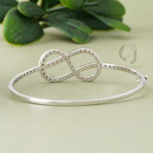 2.27ct Lab Grown Diamond <b>Infinity</b> Bangle 14K White Gold <b>Bracelet</b> Dainty Sustainable Sparkle Jewelry Perfect Gift for Women - Product Image 3