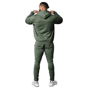 Pull surdimensionné vert avec logo personnalisé en gros 2 pièces sweat à capuche et jogger lourd 100% coton survêtement pour hommes survêtement pour hommes - Product Image 3