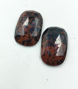 Natural Mahogany Obsidian Cushion Rose Cut Cabochon Pair Loose Jewelry Making Supplies High Quality Black 5 Gram Polished Color - Product Image 3