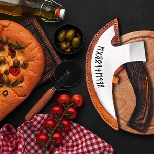 Cortador de Pizza Tipo Mezzaluna, Hecho a Mano, Ecológico, Resistente, de Grado Industrial, con Hoja de Acero con Alto Contenido de Carbono, Mango de Madera - Product Image 5
