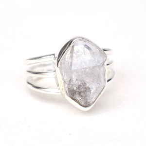 Bague artisanale en argent sterling 925 avec diamant Herkimer naturel, bijoux en pierres précieuses pour elle - Product Image 3