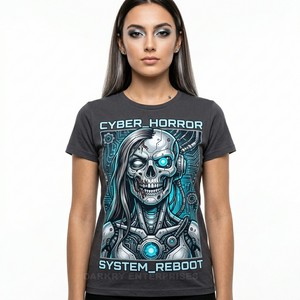 Camiseta gráfica de mujer con corona de Reina Zombi, arte de esqueleto y rosa, personalizada, estilo gótico de terror, retrato femenino - Product Image 2