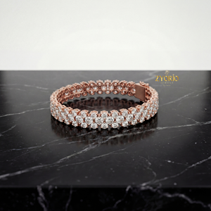 โรสโกลด์ เงินสเตอร์ลิง คลาสสิค ประดับเพชรแล็บโกรว์สองแถว หรูหรา สง่างาม ระยิบระยับ เหมาะสำหรับวันครบรอบและงานหมั้น - Product Image 4