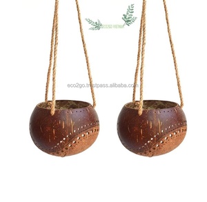 100% Natural Eco Friendly Coconut Shell Plant Pot - Coconut Hanging Pots Rustic Boho Style <b>Garden</b> Planter by Eco2go Vietnam - Product Image 5