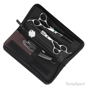 Silver Color Barber Hair Cutting Kit Thinning Scissors <b>Shears</b> German Stainless Steel Hairdressing Razor Kit - Product Image 5