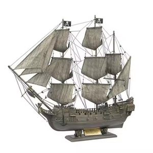 Modèle de bateau pirate en bois vintage fait main, objet décoratif nautique pour la maison ou le bureau - Product Image 3