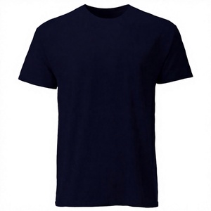 T-shirt à manches courtes en coton bleu marine uni pour homme, coupe classique, col rond, jersey décontracté, couleur unie - Product Image 4