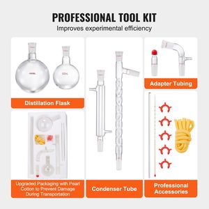 Kit di Distillazione da Laboratorio in Vetro Borosilicato 3.3 con Giunto 24/40, Apparato per Oli Essenziali da 1000ml - Product Image 5
