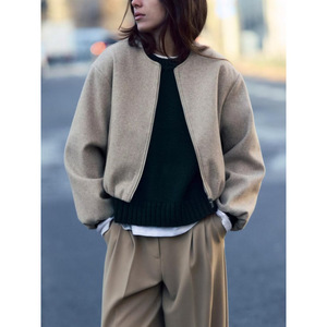 <b>Women</b> Burgundy Oversized Bomber <b>Jacket</b> Casual Zip Up Fashion Streetwear <b>Lightweight</b> <b>Jacket</b> Wholesale - Product Image 5