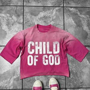 Camiseta de algodón de media manga rosa para hombre Child Of God, corte regular, cuello redondo, informal, con estampado de logotipo frontal - Product Image 1