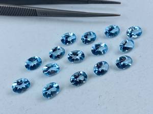 Topacio Azul Cielo Ovalado, Pulido, Gema Suelta, 7x5mm 8x6mm, Calibrado, Lote de Gemas Naturales para Joyería - Product Image 6