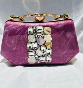 New Arrival <b>Storage</b> <b>Bag</b> Marble Textured Printed Clutch <b>Bag</b> with Crystal & Shell Embellishment for Wedding Party Evening Fashion - Product Image 4