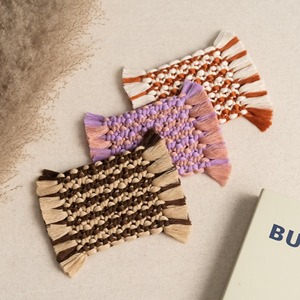 Colorful Handmade Macrame Coasters Boho Style Fringe Table <b>Mats</b> for Coffee <b>Cups</b> Dining Table and Home Decor Styling From India - Product Image 5