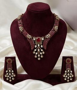 Collar de Lujo con Aretes para Fiesta, con Diamantes de Engaste Nano de Calidad Premium, Pulido Mehendi, Moissanita, Kundan, Polki, Circonita Cúbica y Zirconia - Product Image 4