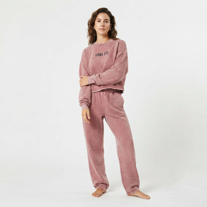 Ensemble de survêtement décontracté pour femmes, sweat-shirt à col rond oversize en tissu délavé et pantalon de jogging, tenue streetwear en deux pièces, OEM ODM - Product Image 5