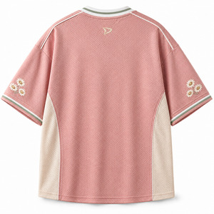 เสื้อเจอร์ซีย์กีฬาตาข่ายขนาดใหญ่พิเศษสำหรับผู้ชาย สไตล์ Y2K ย้อนยุค ลายดอกเดซี่สีชมพูอมเทา ผ้าโพลีเอสเตอร์ระบายอากาศได้ดี - Product Image 3