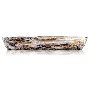 Tazón para Servir de Resina Crema Hecho a Mano, Diseño Moderno Tallado, Vajilla Decorativa para Servir Alimentos - Product Image 2
