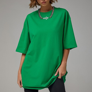 Robe T-shirt Femme Coupe Droite Col Rond Manches Courtes Couleur Unie Coton Jersey Respirant Séchage Rapide Style Urbain Été - Product Image 4