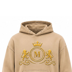Survêtement à capuche beige pour homme Mudassar Ali, 100% coton, imprimé foil, logo avant et arrière, vêtements décontractés pour l'automne - Product Image 6