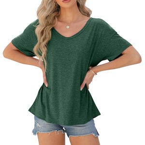 เสื้อยืดผ้าแคนวาสสีเขียวอ่อนคุณภาพสูงสำหรับผู้หญิงไซส์ใหญ่ ลายเรียบ ระบายอากาศได้ดี ไม่เป็นขุย แห้งเร็ว รับผลิตแบรนด์ตามสั่ง - Product Image 5