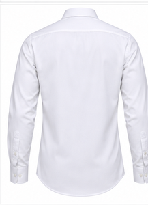 Chemise habillée blanche sur mesure pour homme, manches longues, formelle, boutonnée, avec logo brodé personnalisé, fournisseur OEM - Product Image 2