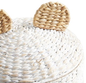 Cesta de Almacenamiento de Jacinto de Agua con Forma de Oso Blanco y Tapa, Organizador de Juguetes Tejido con Forma de Animal para Decoración de Habitación Infantil - Product Image 3
