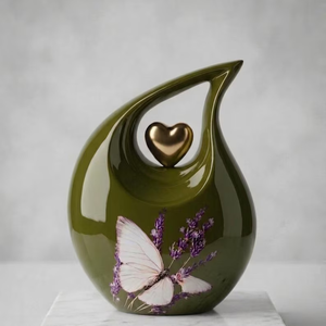 Urne funéraire en métal durable de style américain, artisanale, avec design en forme de cœur doré, couleur personnalisée, pour cendres d'adultes, par Uzair Handicrafts - Product Image 4
