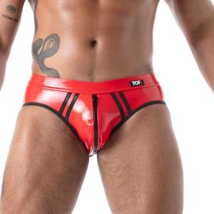 Slip sans fond en latex rouge pour homme, style seconde peau, sexy, dos ouvert, pour clubwear et fétichisme - Product Image 5